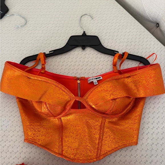 Metallic Bandage Orange Skirt Set - Picture 6 of 7